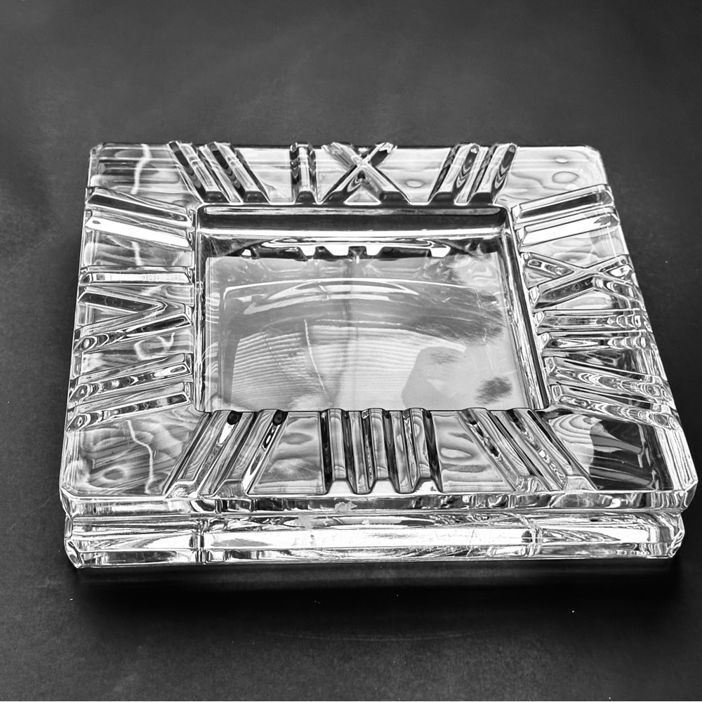 Tiffany & Co Square 8” X 8” ATLAS Roman Numeral Cigar / Ashtray. Weighs 5lbs+
